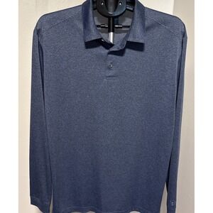 Mens Pro Tour Air Polo Shirt Blue & Gray Striped Long Sleeve Size L
